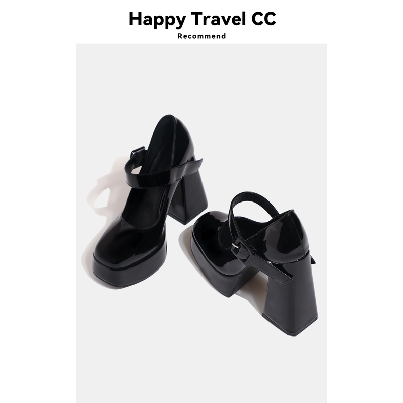  Gao 12cm High Heels, Chunky Heel, Waterproof Platform, Not Tiring, Nightclub Girl, Jk, Stunning Mary Jane Shoes, Small Size 33