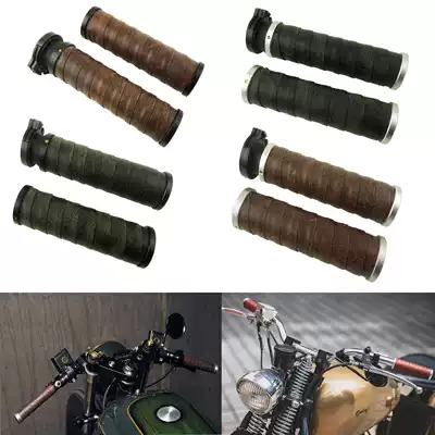 22mm handlebar Universal retro locomotive modification Aluminum alloy handlebar manual wrapped leather handlebar handle Rubber handlebar cover
