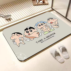 Household Diatom Mud Bathroom Mat, Absorbent Quick-Dry Crayon Shin-Chan Toilet Door Non-Slip Mat