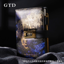 gtd code book with lock hand account ancient style diary book portable notebook College student notepad thick creative retro loose page notepad hand account book stationery can be customized logo
