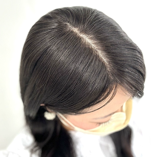 Качественный легкий и тонкий реалистичный дышащий парик, шиньон-макушка изготовленный из настоящих волос