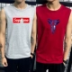 Áo thun không tay nam không tay Cotton cotton thể thao thể thao bóng rổ áo len in xu hướng áo XL - Áo vest cotton khoác vest nam