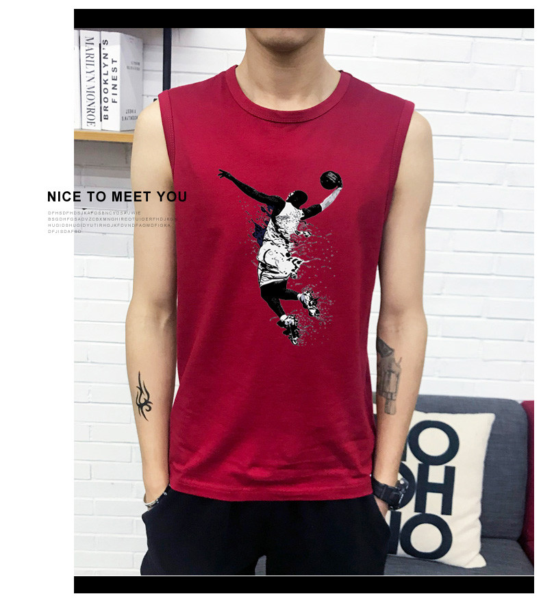 Học sinh nam áo thun không tay chơi bóng rổ cotton vai áo thể thao rộng rãi mồ hôi vest rộng kích thước mỏng vest áo khoác nam giả vest