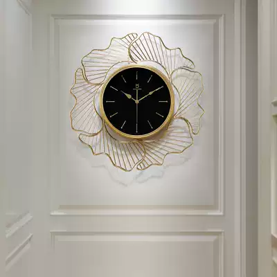 New Chinese ginkgo leaf wall clock fashion modern minimalist clock living room wall clock creative light luxury household personality clock