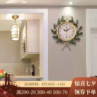 American atmosphere wall clock Pastoral creative art clock living room mute personality fashion home decoration wall clock