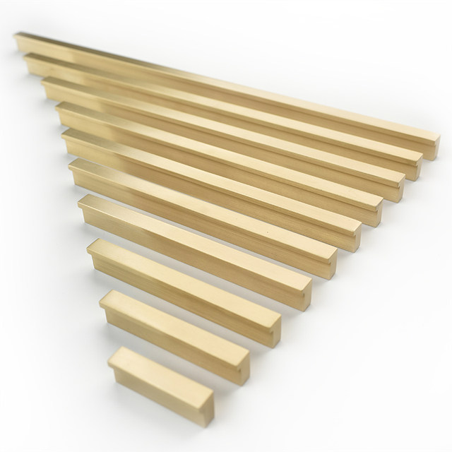 Pure copper cabinet door handle modern simple golden extension strip all copper drawer handle American wardrobe cabinet door handle