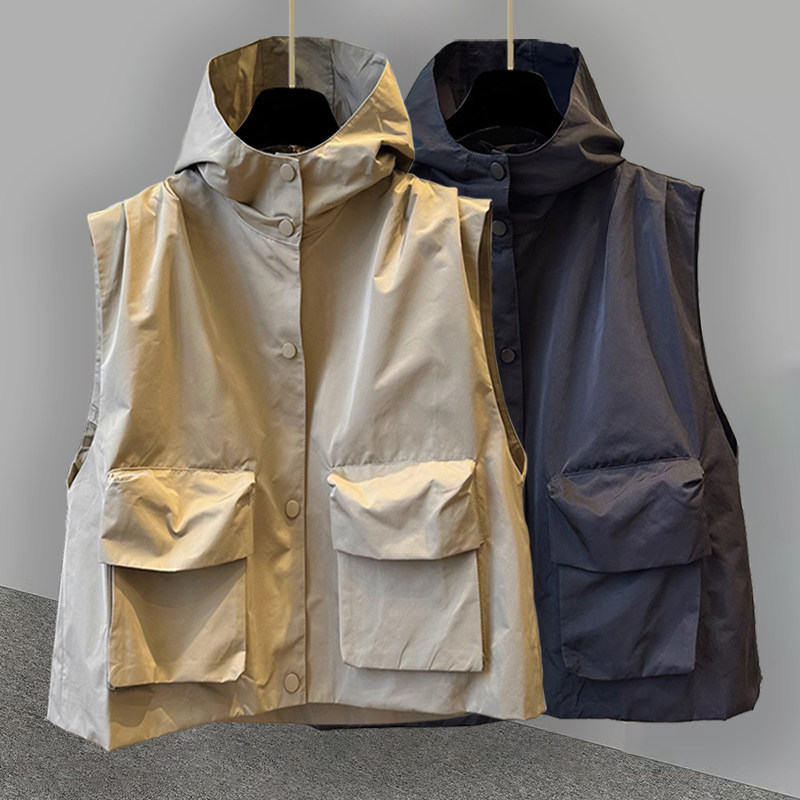 2026 Solid Color Cardigan Hooded Outerwear Vest Men's Jacket Trendy Workwear with Three-Dimensional Pocket Design Jacket 2026 Solid Color Cardigan Hooded Outerwear Vest Men's Jacket Trendy Workwear with Three-Dimensional Pocket Design Jacket