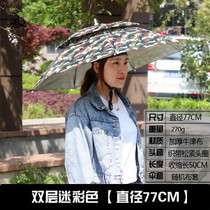 Fishing Umbrella Umbrella Cap Double headwear Type of head Overhead Belt Cap Umbrella Sunshade Folding Outdoor Fishing Head Umbrella
