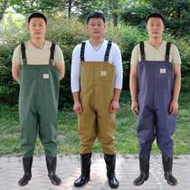 Sewer pants waist fork one-piece water pants Rain pants with rain shoes Waterproof Suit Water Shoes Rain Boots Catch Fish All up Half Body Pants
