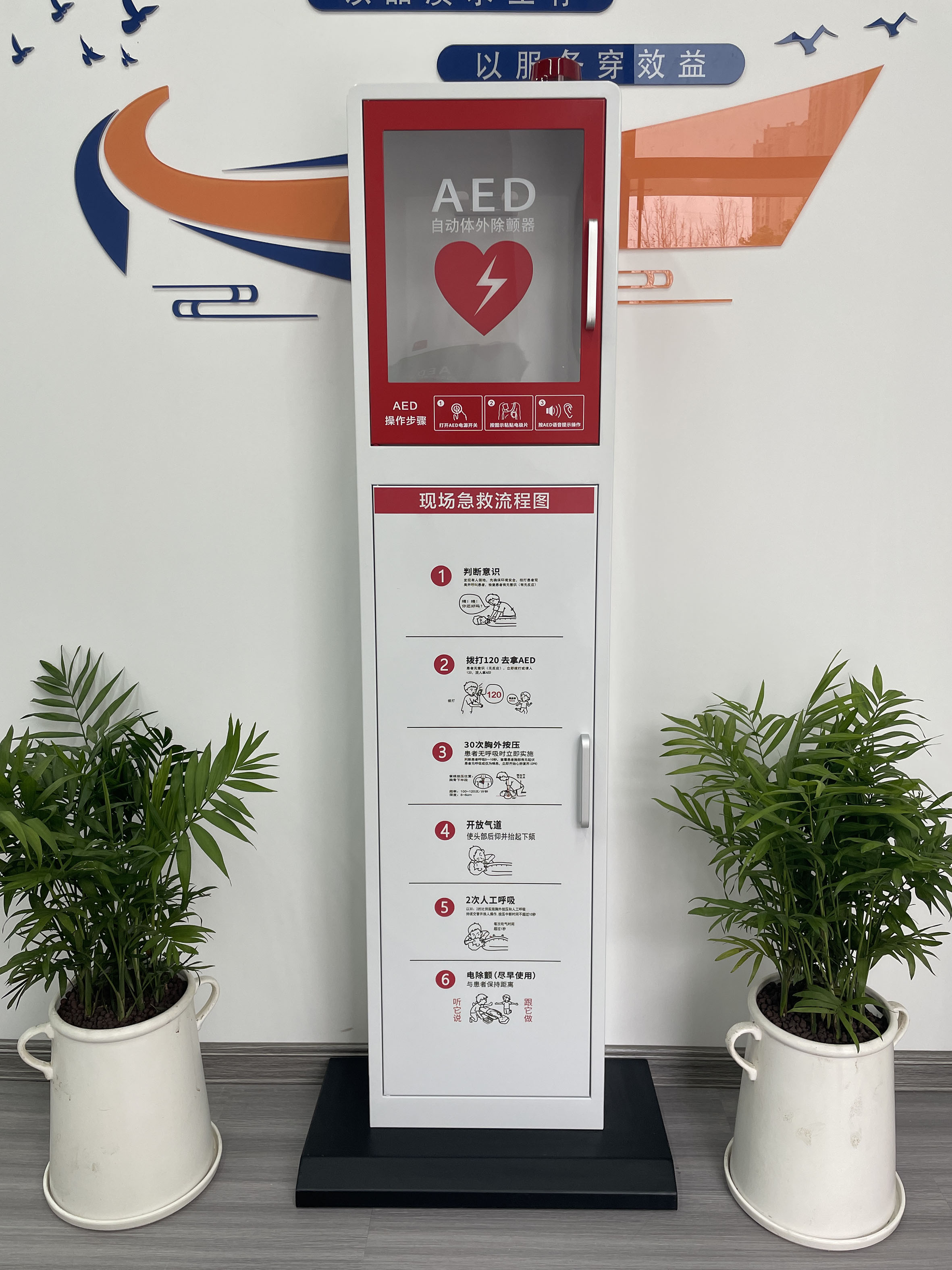 AED除颤仪落地式立柜金属室内款除颤器储存急救箱子AED存放报警柜