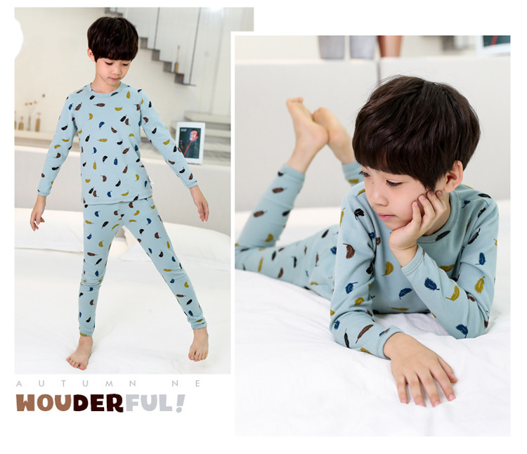 Sui Bao boy bộ đồ lót ấm áp mùa đông 2018 cộng với bộ đồ lót nhung trẻ em trong bộ quần áo mùa thu cho bé trai shop trẻ em