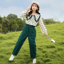 Childrens girls  clothing 2021 autumn new sports suit middle child big child western style autumn ten-year-old girl clothes