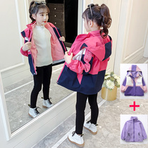 Autumn and winter girls windbreaker new Korean version of Zhongdadong Net red plus velvet thickened detachable foreign air charge tide