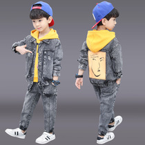 Childrens clothing boys autumn suit 2021 new childrens autumn three-piece autumn clothes spring and autumn handsome boy tide