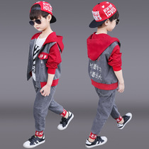 Net Red childrens clothing boys autumn suit 2021 foreign style new middle and Big Boy Boy autumn boy three sets