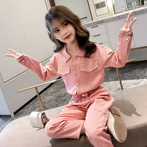 Girls Net red suit Western autumn clothes 12 big childrens women Autumn 13 spring 7 childrens clothes 8 girls clothes ten years old