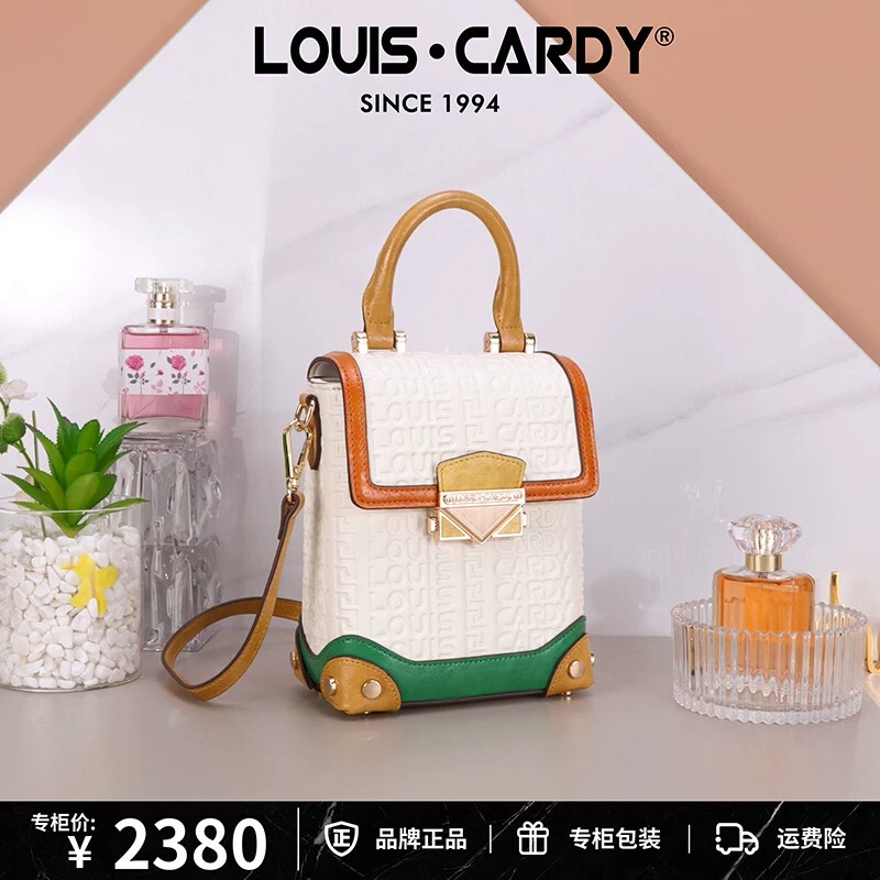 Louis Cardy Women's Bag with Logo Embossing, Vertical Style, Colorful Handbag and Crossbody Bag, Gift Box Set for Lover or Mother Louis Cardy Women's Bag with Logo Embossing, Vertical Style, Colorful Handbag and Crossbody Bag, Gift Box Set for Lover or Mother