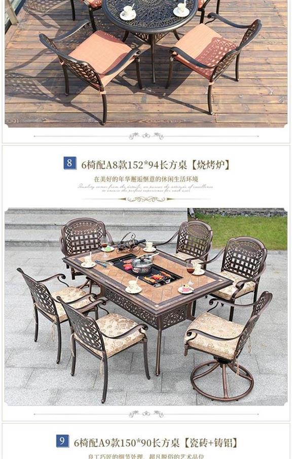Bàn ghế ngoài trời bằng nhôm đúc bàn ghế quán cà phê năm mảnh Bàn ăn sắt rèn và ghế giải trí sân vườn ban công bàn nướng - Đồ gỗ ngoài trời bàn cà phê ngoài trời