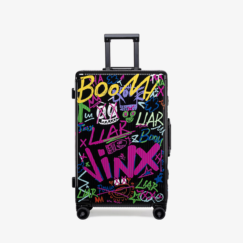 MAYERTRIP 2025 New Twin Cities Battle Jinx Graffiti Luggage Suitcase with Universal Wheels and Trolley Combination Lock