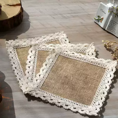 Coaster fabric vintage creative simple Japanese burlap mat Lace insulation mat Photo background props