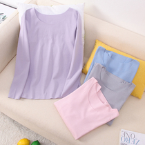 De velvet no trace thermal underwear womens coat single piece tight slim big round neck low collar fever plus velvet base shirt