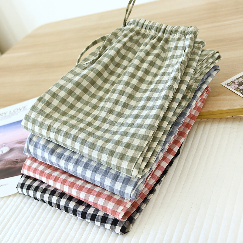 Couple's Pajama Pants for Women, Summer Pure Cotton Plain Fabric, Men's Simple Casual Plaid Spring and Autumn Thin Home Pants, Straight-Leg Long Pants Couple's Pajama Pants for Women, Summer Pure Cotton Plain Fabric, Men's Simple Casual Plaid Spring and Autumn Thin Home Pants, Straight-Leg Long Pants