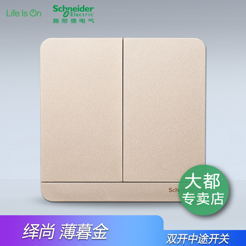 Schneider's stream of twilight 2-2 open double-link multi-control three-control double switch midway switch original dress