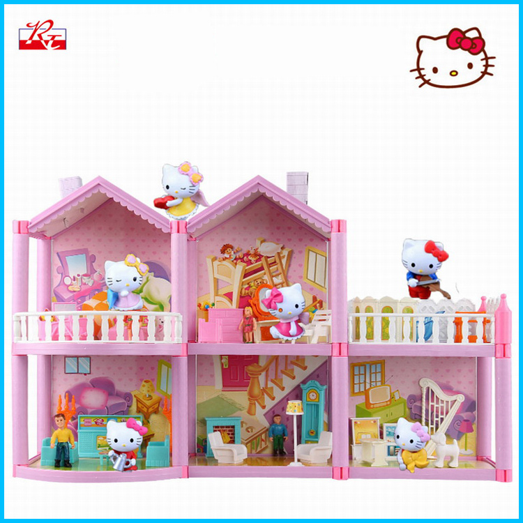 Hello Kitty Child House Toy House Nhà bếp Ăn xe Cô gái Hellokitty Toy House Set Quà tặng bộ đồ chơi lớp học mật ngữ