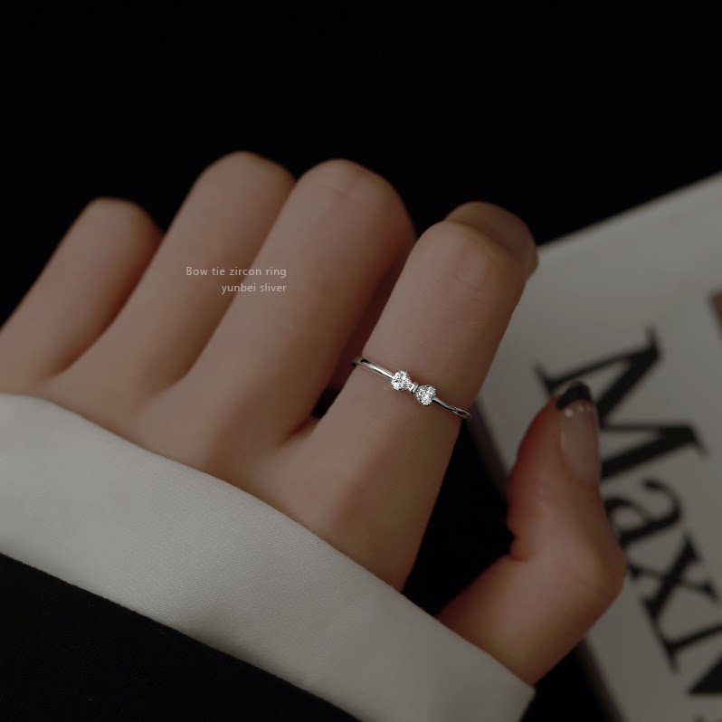 Butterfly Ring Girl Designs Cold Wind Superior Sense INS Tide Light Luxury Flash Diamond Ring