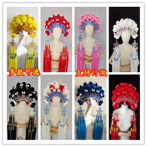 Opera Drama supplies Drama hat Helmet Ancient costume Bridal headdress Phoenix crown Xia Shawl Seven-star forehead Pompom Phoenix crown