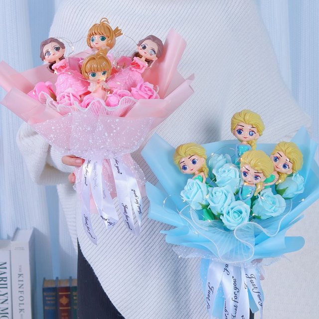 ສ້າງສັນແລະປະຕິບັດໄດ້ doll Princess Elsa doll bouquet immortal ສໍາລັບເດັກຍິງເດັກນ້ອຍອະນຸບານຂອງຂວັນວັນເກີດ