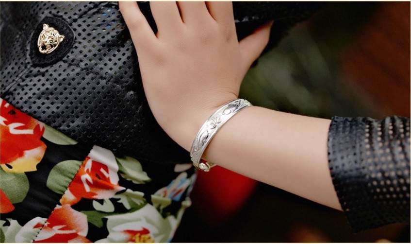 Sản xuất trang sức bạc Vân Nam lớn kéo đẩy Song Ngư vòng tay bạc kéo đẩy Nghĩa trang giá rẻ cung cấp một thế hệ vòng tay trầm hương
