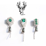 Подвеска, изумрудный аксессуар, цирконий, 925A, серебро 925 пробы, в цветочек, микроинкрустация
