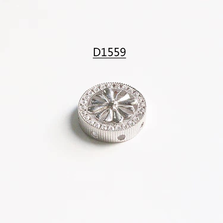 Mặt dây chuyền đục lỗ đa năng S925 sterling bạc mạ vàng trắng DIY phụ kiện micro-dát zircon mặt dây chuyền và chân chuỗi vòng cổ - Vòng chân lắc chân nữ titan