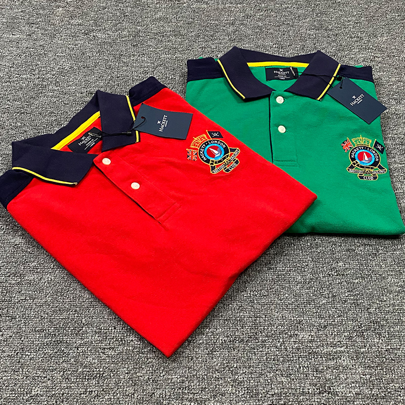 Highgate hakcett British Pearl Cotton Summer Short Sleeve T-shirt polo shirt lapel embroidery CK