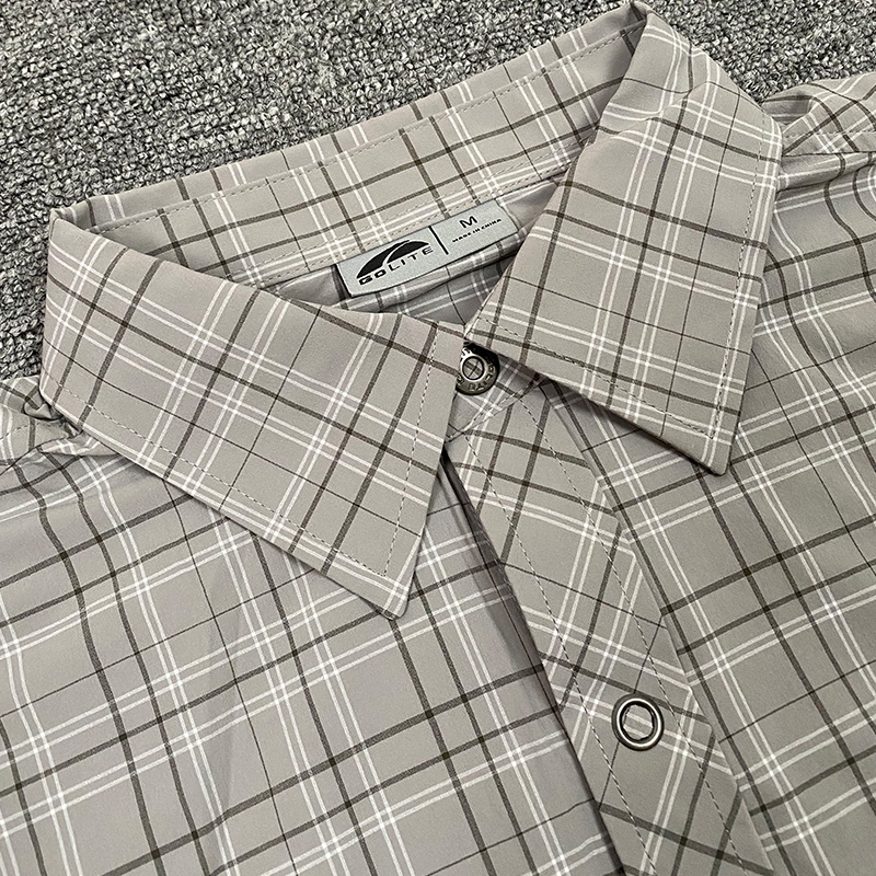 Beauty luxury brand outdoor brand long sleeve plaid shirt function quick-drying elastic sunscreen wear-resistant fishing hiking
