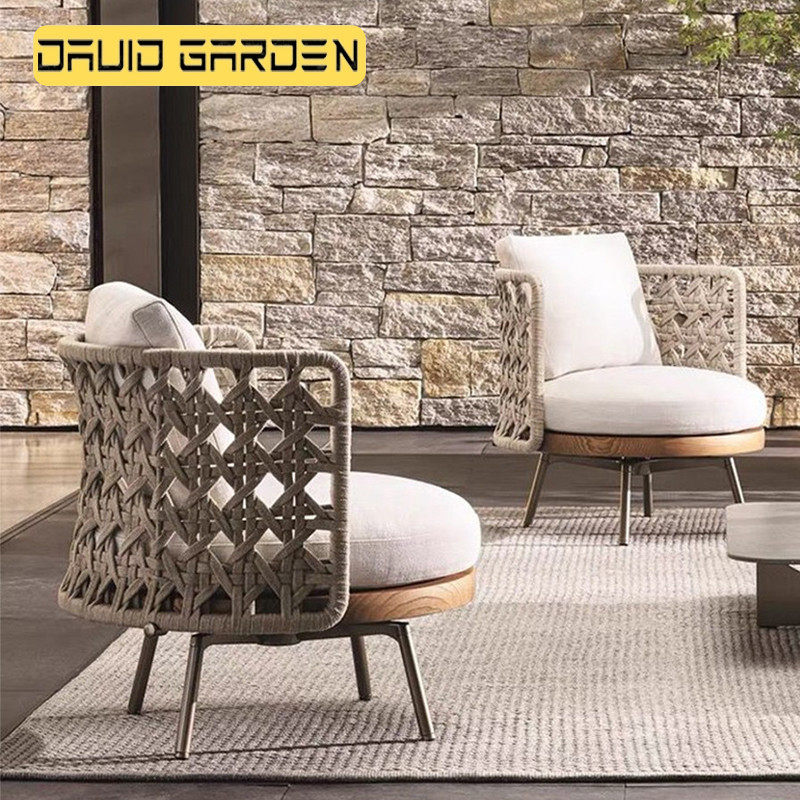 Outdoor Rattan Chair Composition Artist Nordic Sofa Garden Sunscreen Small Balcony Patio Solid Wood Casual Villa-Taobao