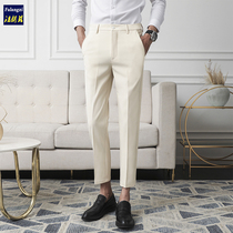 Casual pants mens body Han version pure color mens 90% pants free of bronzed and anti-wrinkle elastic pants slim fit straight cylinder Western pants tide