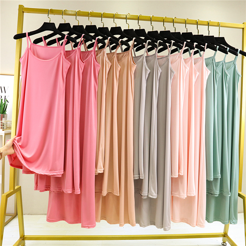 2024 New Silky Slip Dress for Women, Long Inner Dress, Summer Thin Loose A-Line Dress, Plus Size Slimming Base Dress