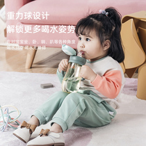 Biological childrens water Cup male and female baby kettle dual-use anti-drop portable household cute with straw Cup