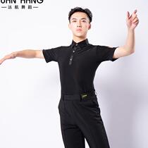 Latin dance outfit Practiced Adult Short Sleeve Performance Shirt Far to Dance Dancing Clothing Mens Blouses National Mark of the Moden