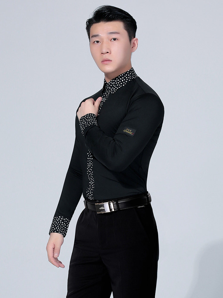 Danbaolo Male Latin Waltz dance costume Men's modern dance practice suit Social dance top dance dress