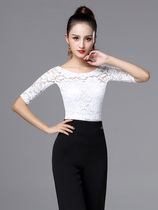 Blouses Morden Dance Dancing Practice Suit Lace Black Dampolo Dance Suit Women Adults New Latin Dance