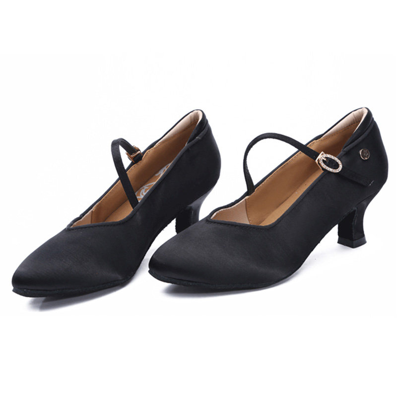 Dan Baoluo soft bottom middle heel social square dance dancing Latin women's shoes satin modern dance shoes women's adult dance shoes