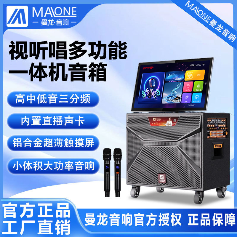 Manlong Outdoor Karaoke Speaker All-In-One Video Machine Mobile Karaoke Machine Square Dance Speaker with Display Screen
