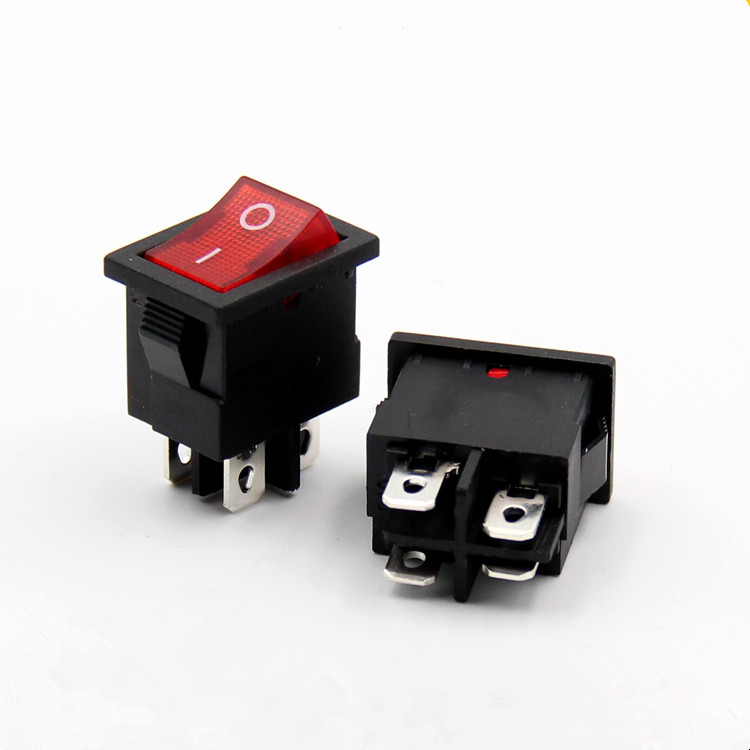 Four-footed rocker switch LCD TV power switch copper feet silver contact point red with lamp