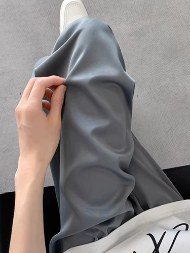 Шелковые летние синие штаны, очень большие повседневные брюки, в американском стиле, защита от солнца, большой размер