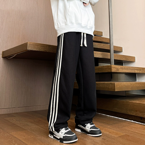 Бархатные утепленные демисезонные очень большие штаны, оверсайз, большой размер, свободный прямой крой