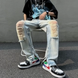 Tide, джинсы, летние штаны с молнией, европейский стиль, свободный прямой крой