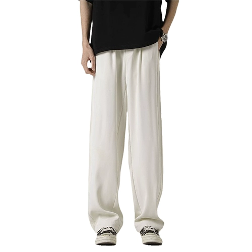 Костюм, летние тонкие шелковые штаны, повседневные брюки, изысканный стиль, свободный прямой крой